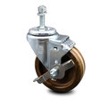 Service Caster 4 Inch High Temp Phenolic Wheel Swivel 3/8 Inch Threaded Stem Caster with Brake SCC-TS20S414-PHSHT-TLB-381615